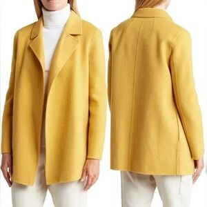 $595 Theory Sileena Wool & Cashmere Open Front Jacket Yellow Mustard Notch Lapel